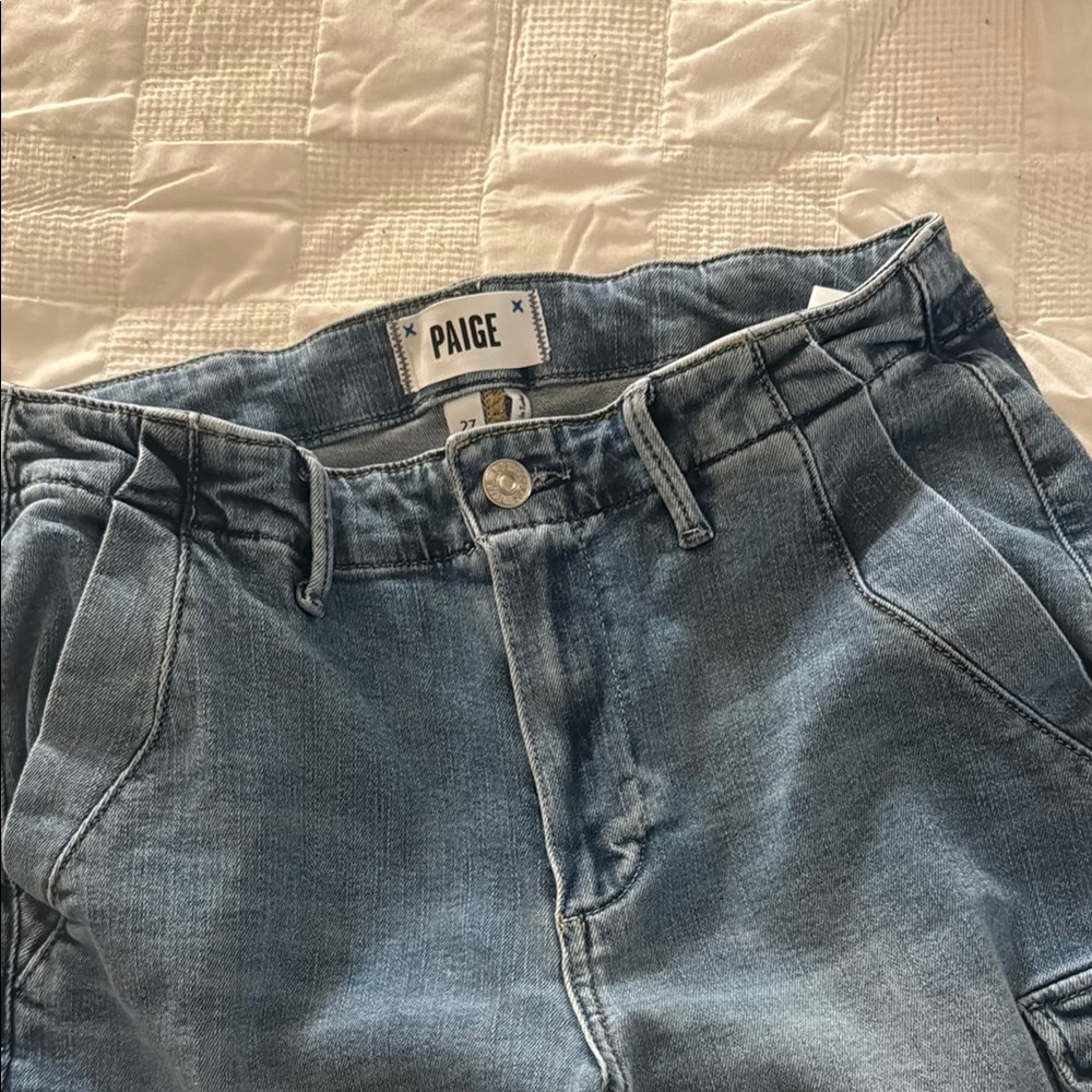 Paige denim cargo blue jeans